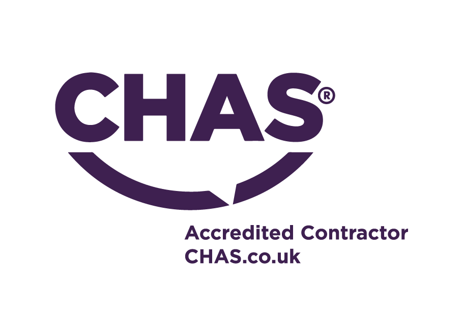 CHAS Accredited Contractor logo with CHAS.co.uk below.
