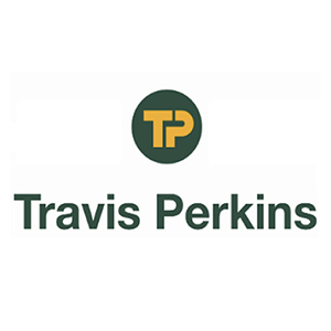Travis Perkins logo with a green circle enclosing yellow TP initials.