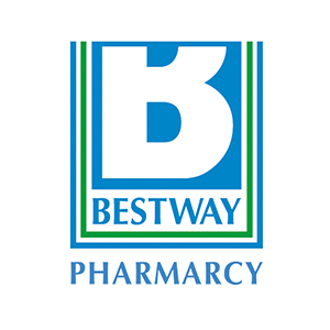 Bestway Pharmacy logo with a stylized B in a blue square and green border.