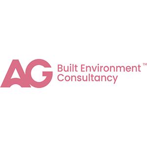 AG Built Environment Consultancy logo with stylized letters AG in pink.