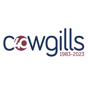 Cowgills logo with the years 1983-2023 underlined in maroon.
