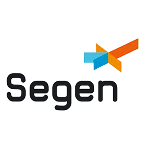 Segen logo with stylized orange and blue intersecting arrows.