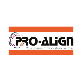 PRO-ALIGN logo with tagline Your premium workshop partner in orange-bordered white box.