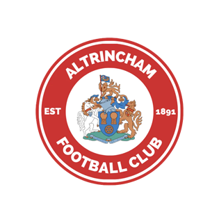 Altrincham Football Club logo with coat of arms and text EST 1891 in red circle.